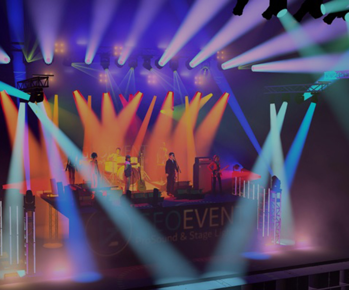 Custom concert stage design with lighting